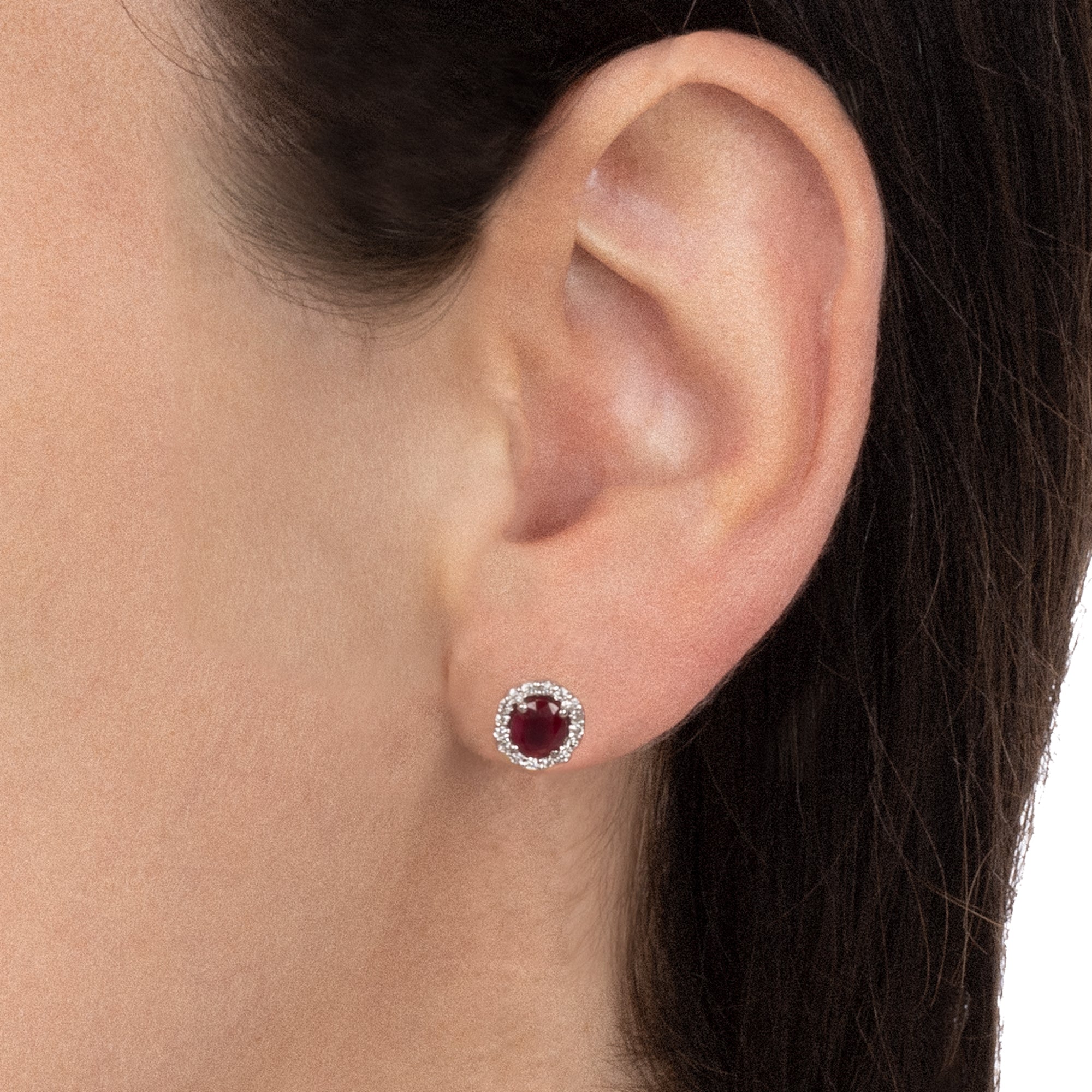 Worn Earrings With Diamonds And Rubies