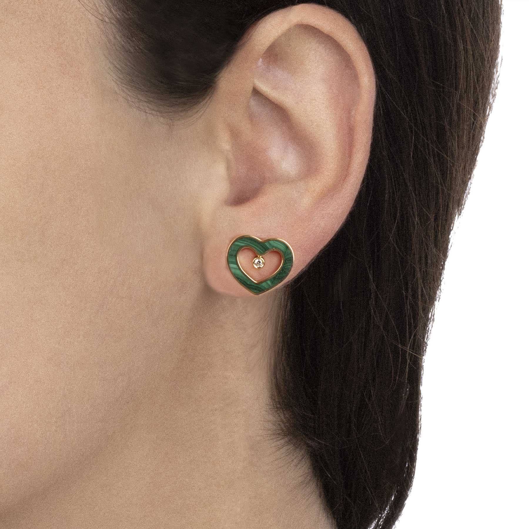 Worn Armonia Earrings Malachite and Diamonds