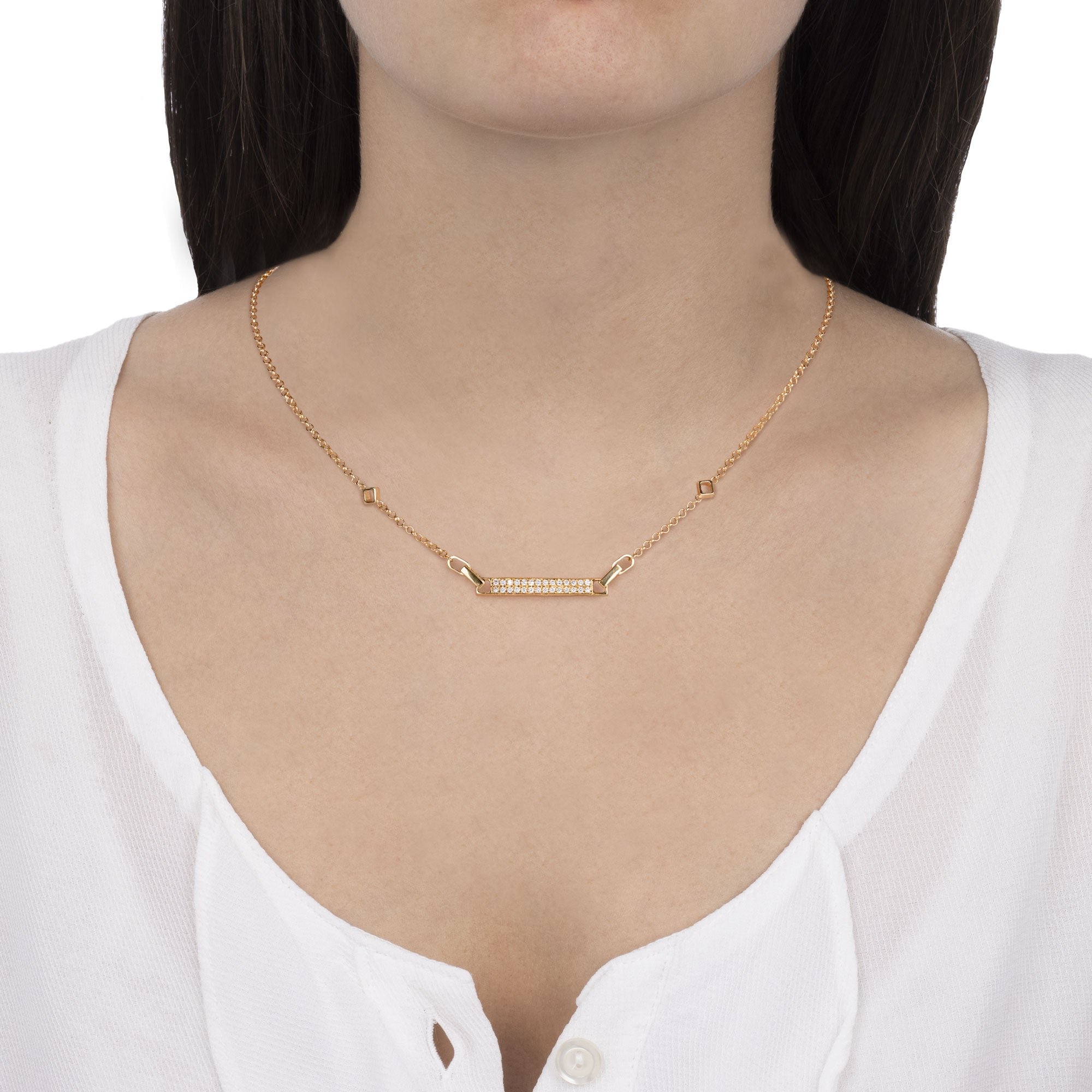 Worn Unica Necklace with Diamonds