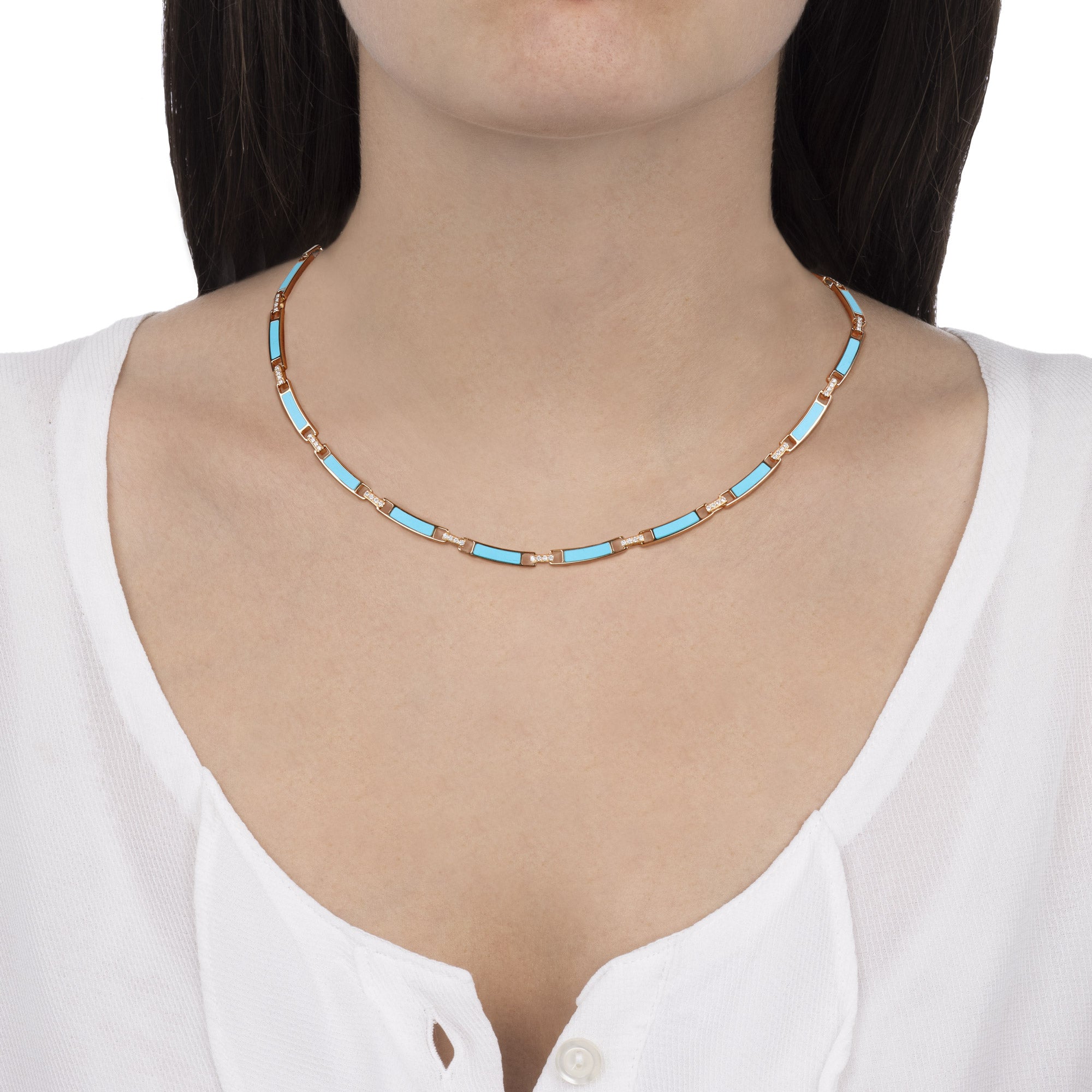 Worn Unica Choker Turquoise and Diamonds