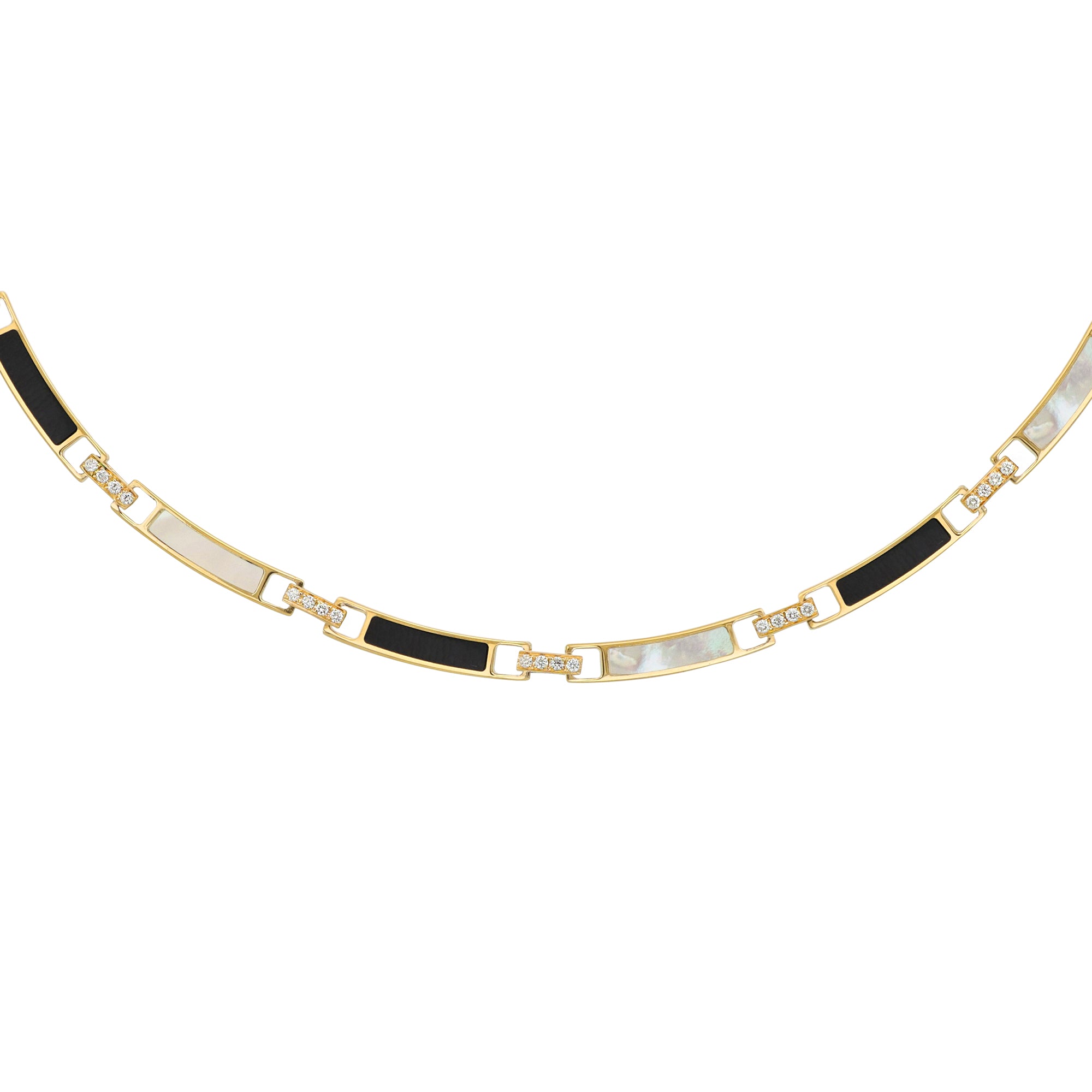 Detail Unica Choker Onyx, Mother of Pearl and Diamonds