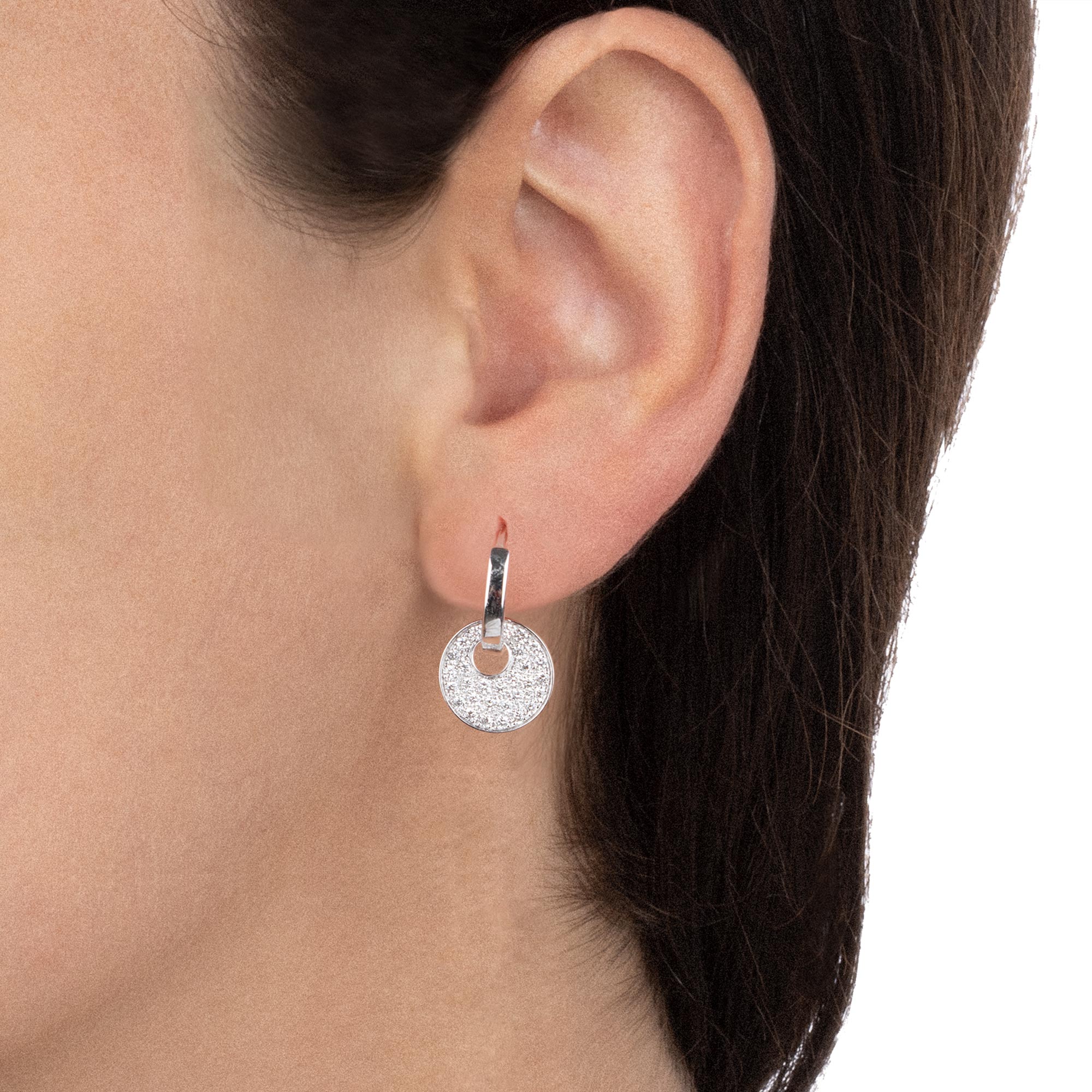 Worn Giove Earrings White Gold and Diamonds Pavé
